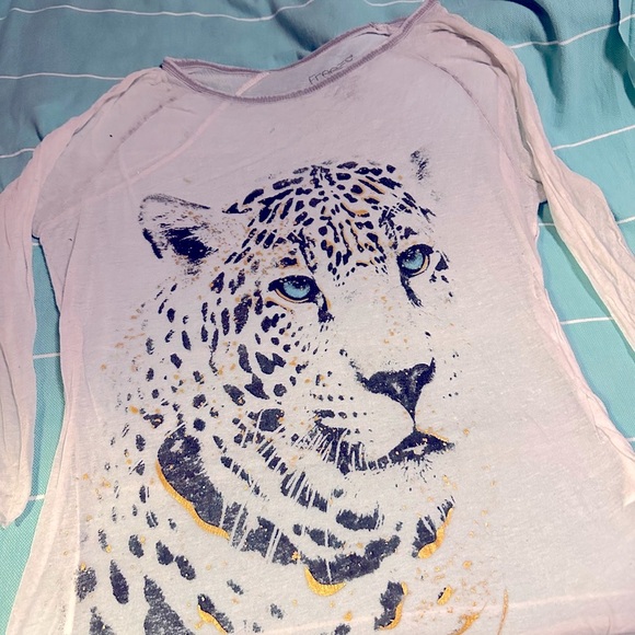 Freeze White Leopard Long Sleeve Sheer Tee - Picture 2 of 7